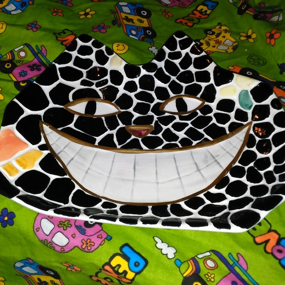 CRESCENT CERAMIC MOSAIC CAT CANDY DISH - Picture 2 of 6